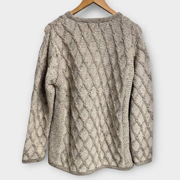 Aran Crafts Wool Chunky Cardigan Sweater Women's Medium Cable Knit Fisherman - Picture 2 of 4